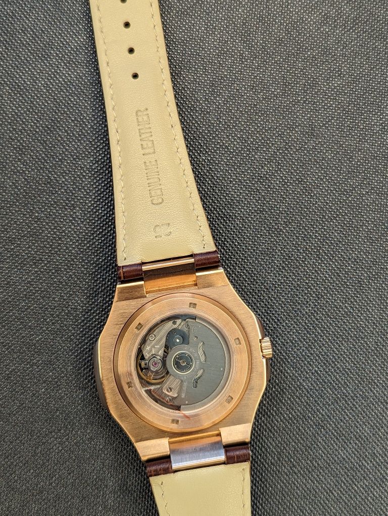 Seiko mod Nautiko open heart skórzany pasek