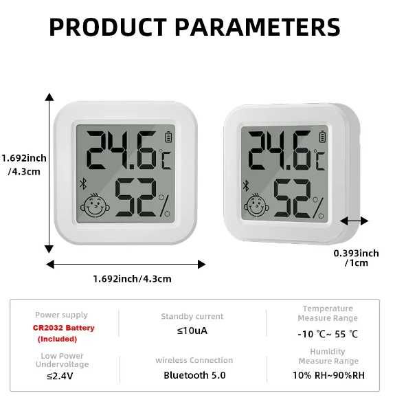 Термометр Bluetooth- датчик температуры и влажности Tuya с ЖК-дисплеем