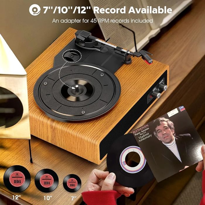 Gramofon Anesky, zabytkowy gramofon Bluetooth z 3 prędkościami A7