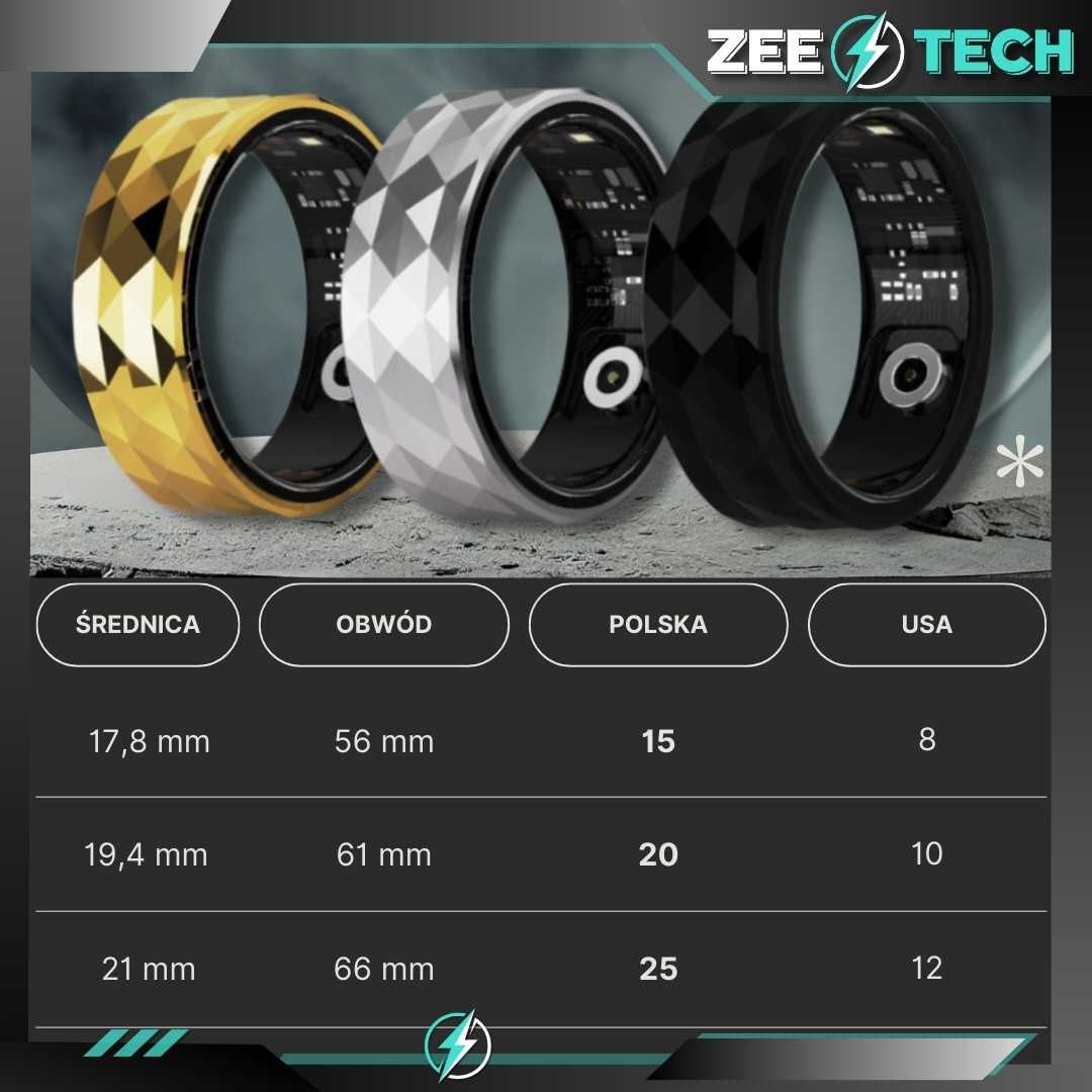 Smart Ring Inteligentny Pierścionek Sen Tętno Rozmiar 15 Smartring