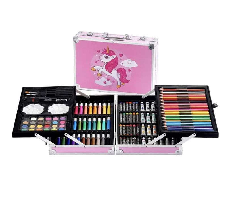 Подарочный набор для рисования в чемоданчике  145 предметов розовый
