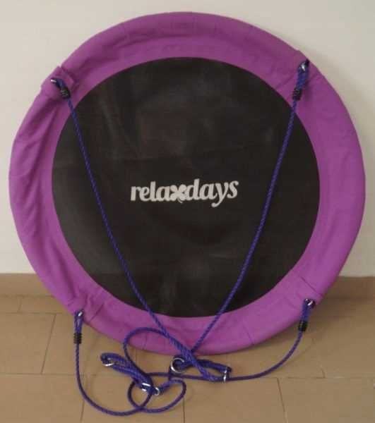 Relaxdays Huśtawka ogrodowa w kształcie gniazda Ø 90 fiolet do 110 kg