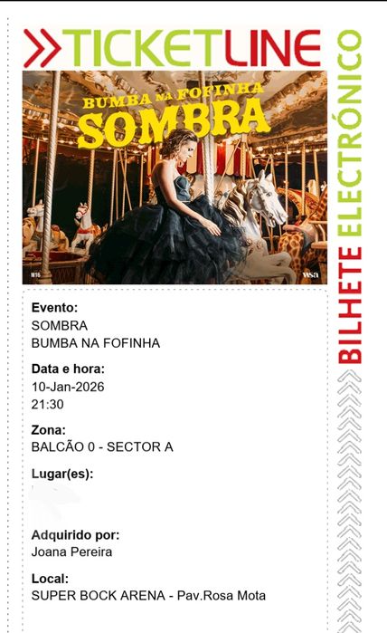 2 bilhetes Bumba na Fofinha 10/01/2026 no Porto