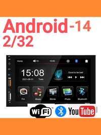 Автомагнитола 2 /32 Android 14- 2din, GPS,wi fi, Bluetooth, пульт.