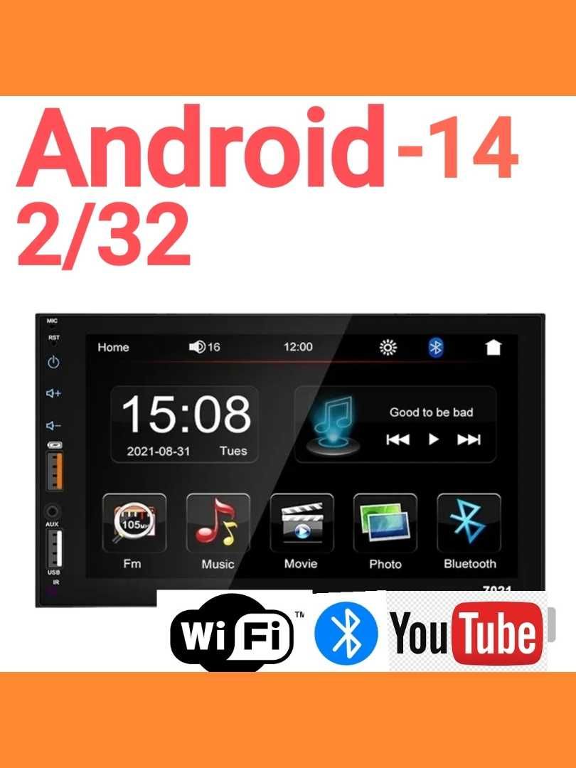 Автомагнитола 2 /32 Android 14- 2din, GPS,wi fi, Bluetooth, пульт.