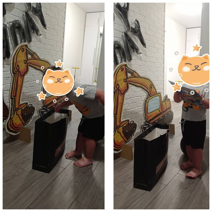 Фотозона на день народження будівельна техніка