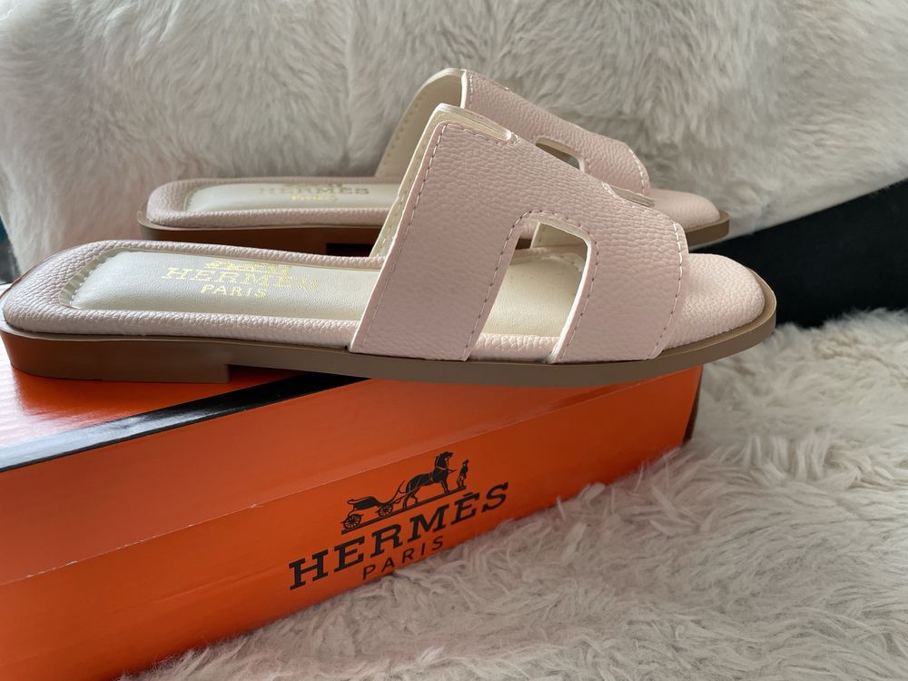 Klapki Hermes beżowe 37 NOWE
