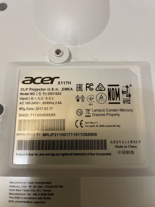 Проектор ACER C117H как новый