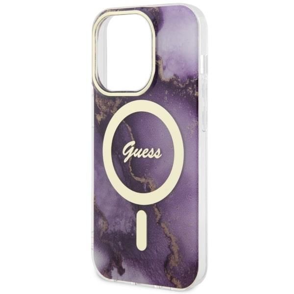 Etui Guess Golden Marble na iPhone 14 Pro Max - Purpurowe