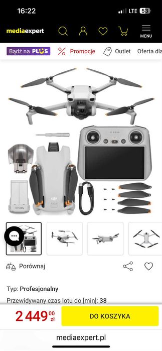 Dron DJI Mini 3 RC Fly More Combo, 3 baterie/4K/Komis Krzysiek