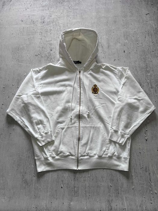 Biała rozpinana bluza z kapturem Ralph Lauren vintage / 90s hoodie