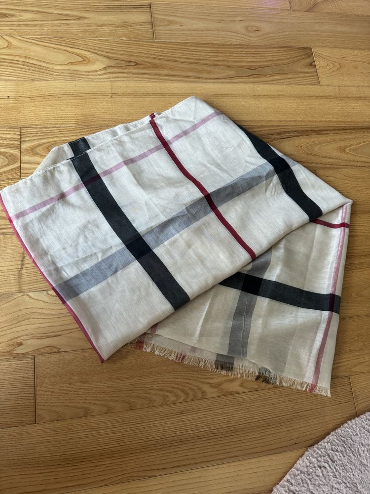Piekny, elegancki szal w krate 100% wiskoza okazja