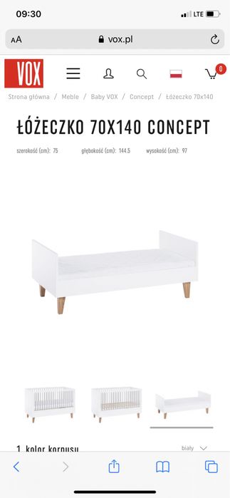 Łóżeczko dzieciece 70x140 VOX concept z materacem