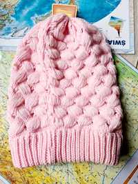 Wyprzedaż! Nowa ocieplana czapka różowa modna jesień zima