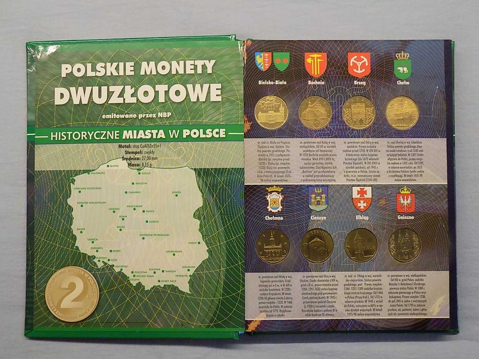 Monety 2 zł.- Historyczne Miasta w Polsce (w albumie) - komplet 32 szt