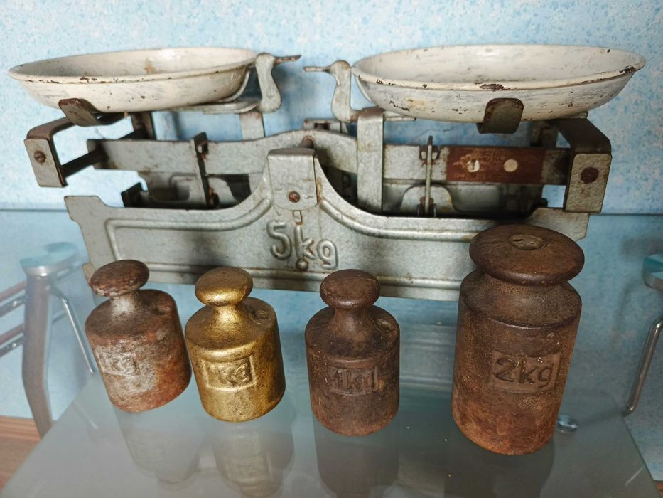 Waga szalkowa sklepowa super stan, kompletna + odważniki 1kg 2kg