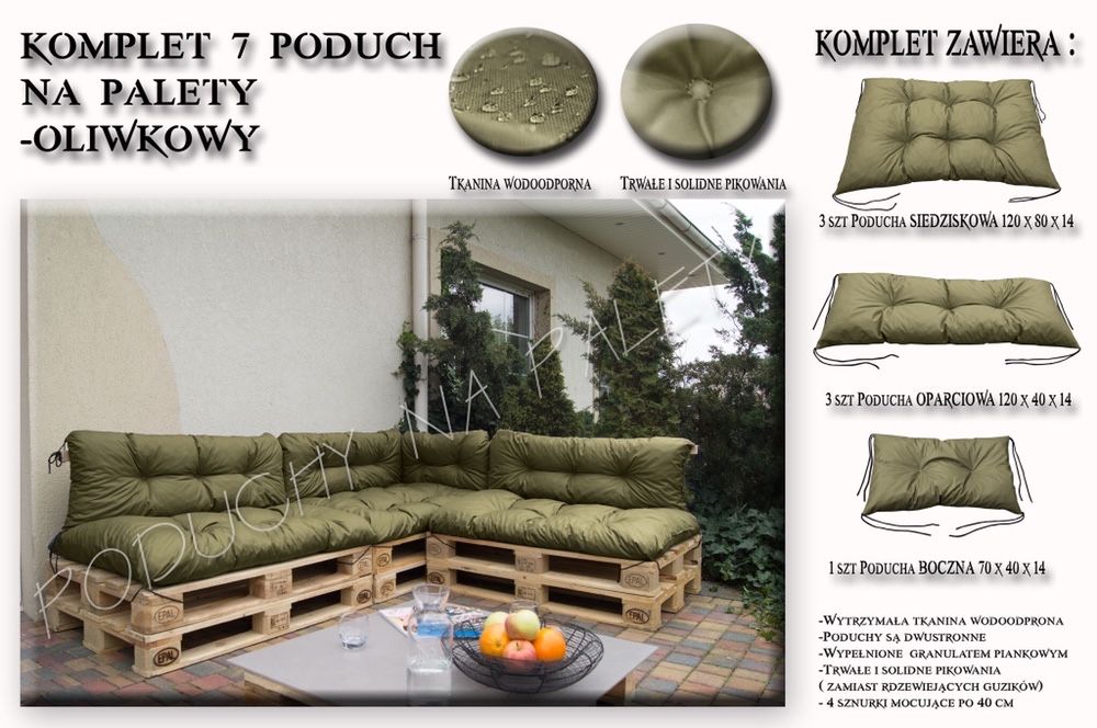 Poduszki na palety meble ogrodowe komplet 7 poduch narożnik kanapa