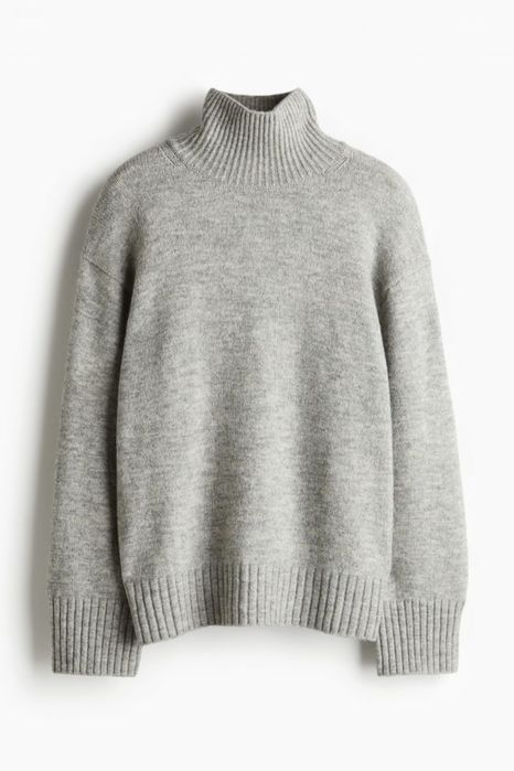 светр светрик джемпер з горловиною h&m сірий меланж меланжевий свитер