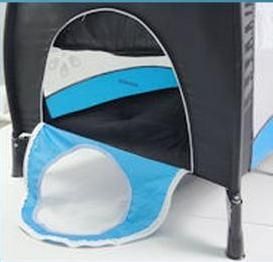 Łóżeczko turystyczne kojec zabawki przewijak 2 poziomy płozy Szare