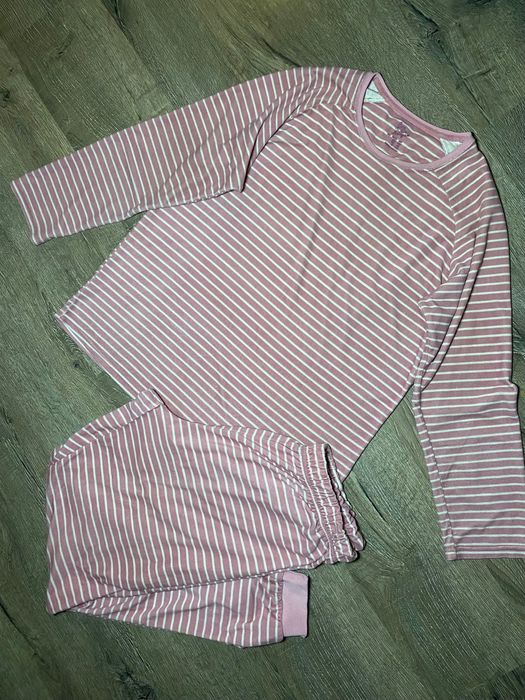 Велюрова жіноча піжама в полоску L/XL комплект кофта-штани для дому