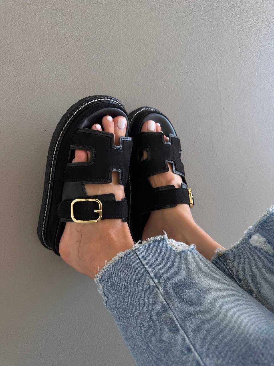 Шльопанці жіночі HERMES PLATFORM SLIDES | взуття на літо | босоніжки