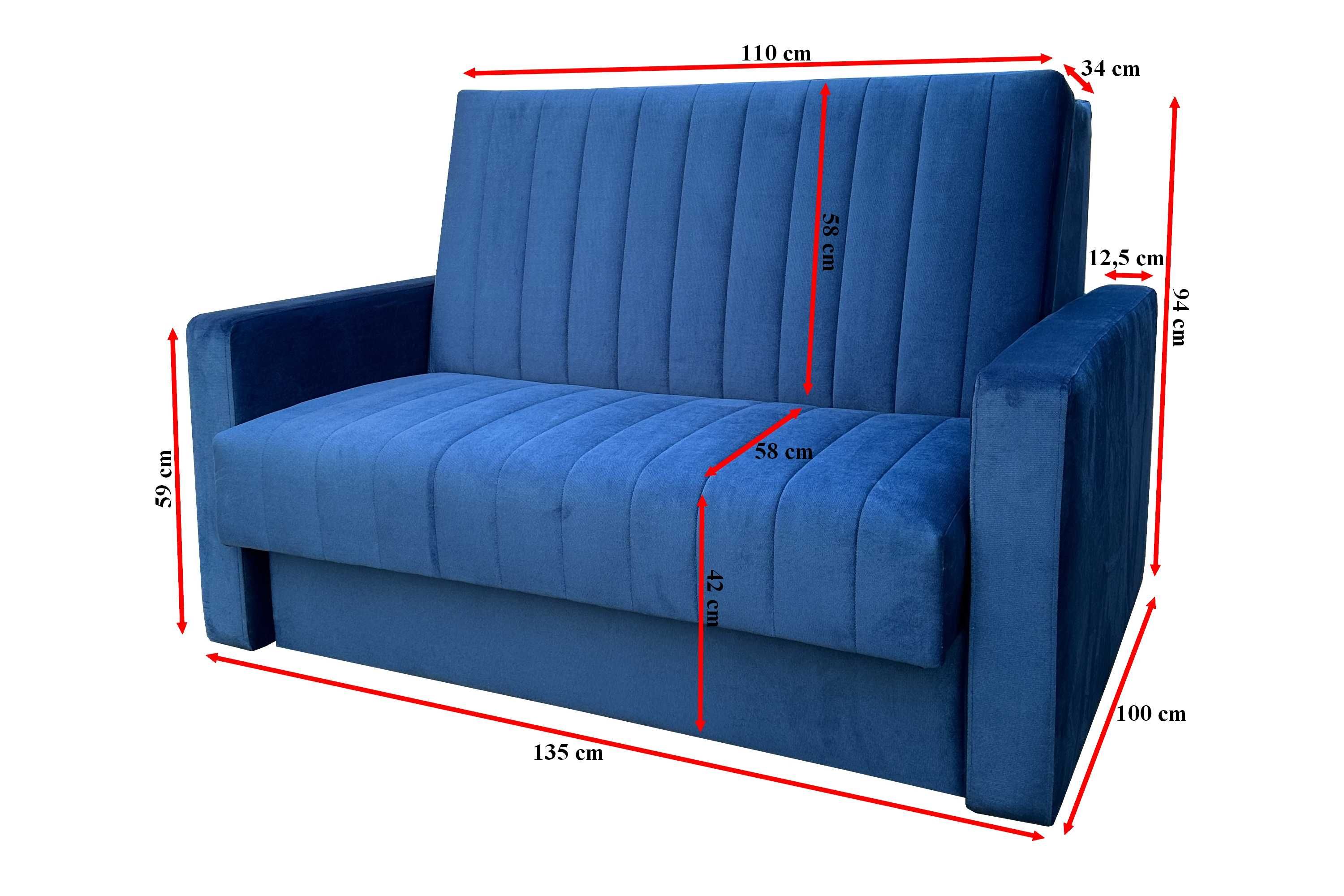 Sofa Kanapa Amerykanka ZANZI 110 cm rozkładana SPRĘŻNY