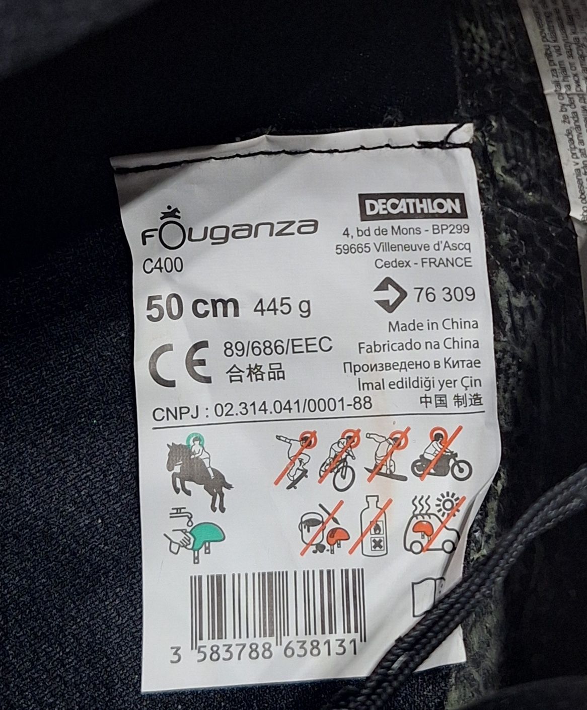 Czarny kask jeździecki toczek Fouganza C400  rozmiar 50 cm
