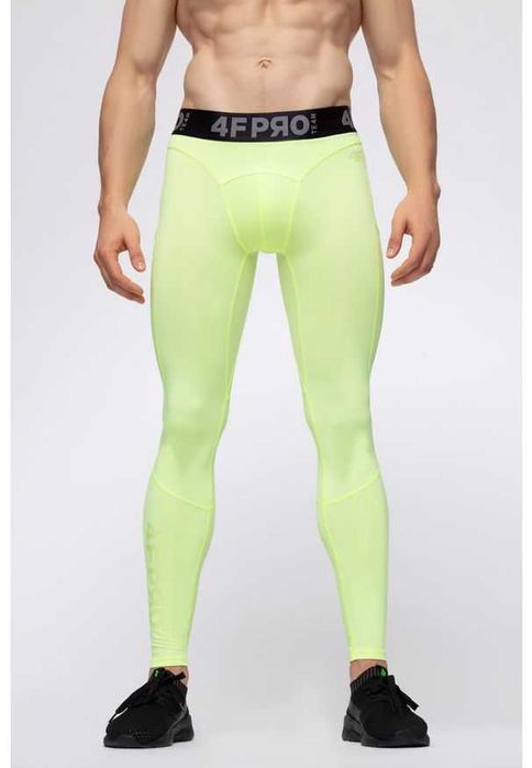 Legginsy baselayer męskie 4F Pro SPMF405 - żółty neon rozmiar XS