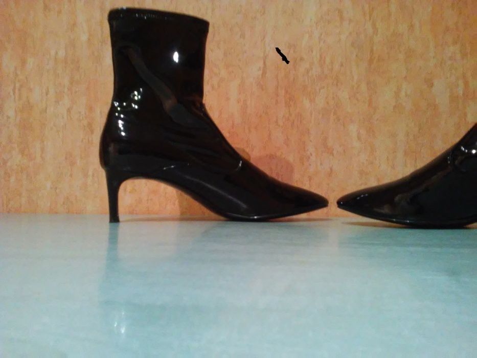 buty botki - ZARA- roz. 38, stretch/skarpeta; obcas 5cm