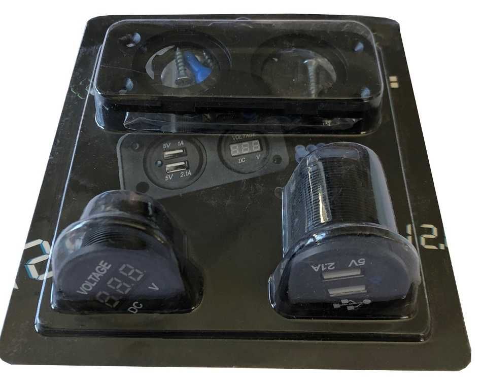 Panel 2w1 Ładowarka 12V 2x USB 5V Woltomierz * Wejherowo