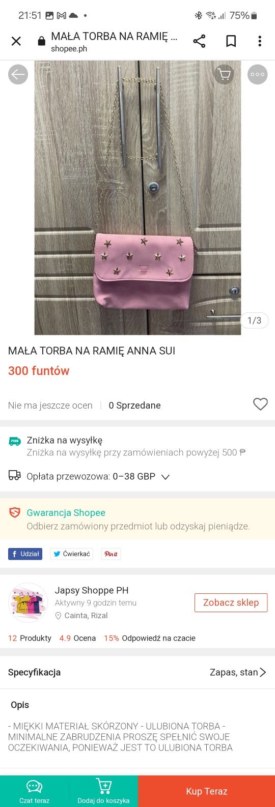 Torebka Anna Sui oryginal piękny unikat