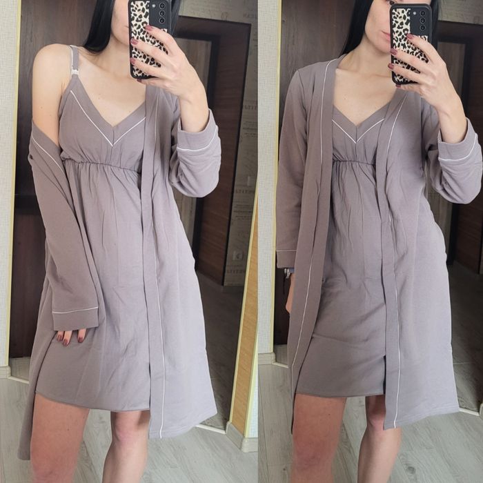 Набір на пологи. Сорочка для годування та халат