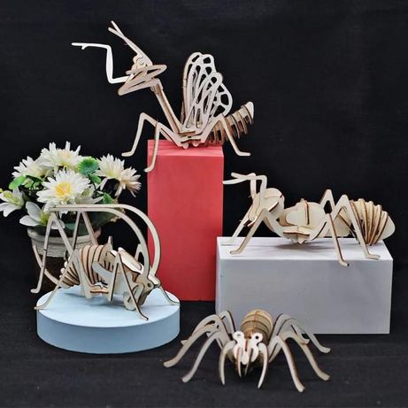 Puzzle drewniane 3D układanka drewniana pająk motyl