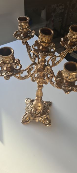 Świecznik mosiężny pięcioramienny