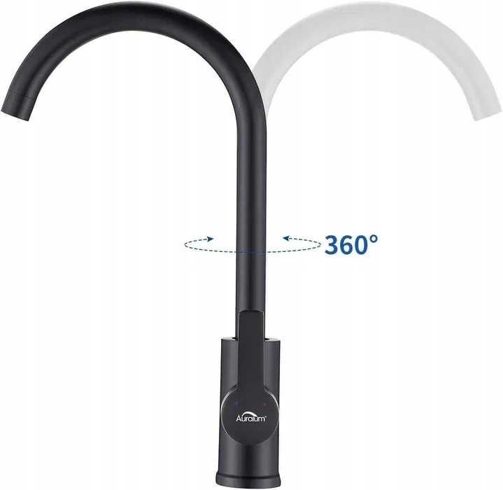 Auralum Bateria zlewozmywakowa z wysoką wylewką CZARNA NOWA GWARANCJA