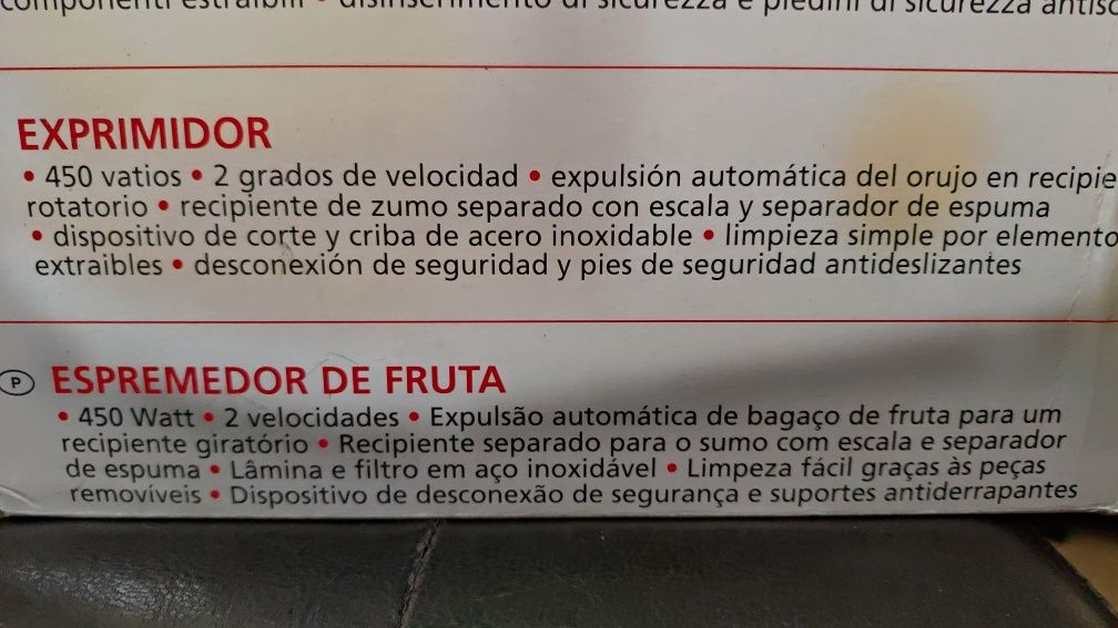 Espremedor de Frutas, Máquina de fazer sumo, interior aço inoxidável.