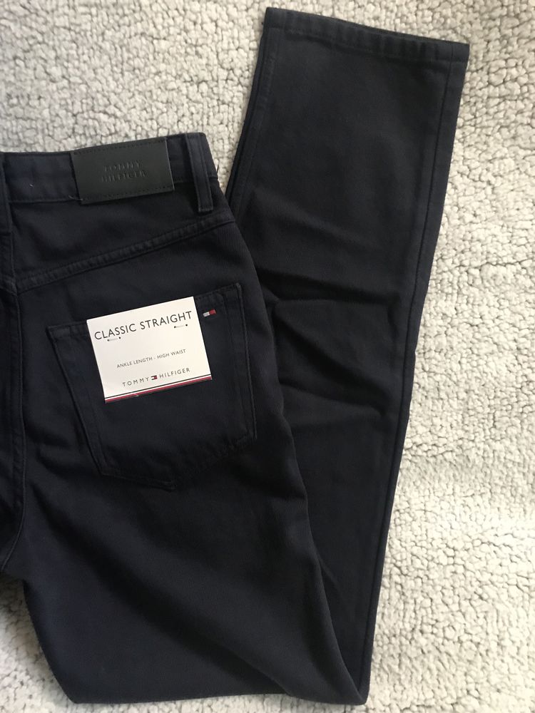 Tommy Hilfiger spodnie damskie XS 34 prosta nogawka jeansy wysoki stan