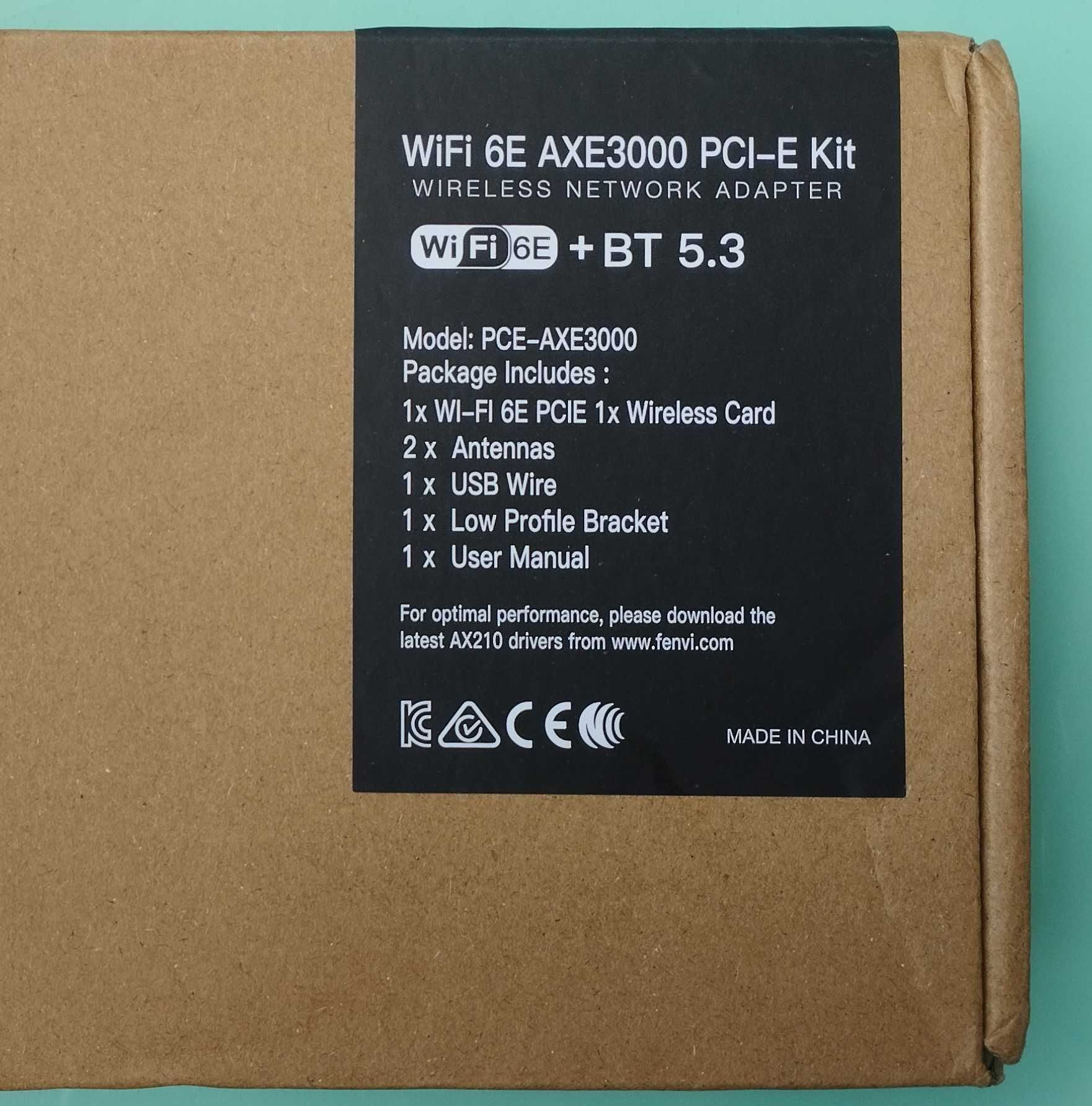 FENVI PCE-AXE3000 PCI Express Wi-Fi 6E+ BT5.3 (Intel® Wi-Fi 6E AX210)