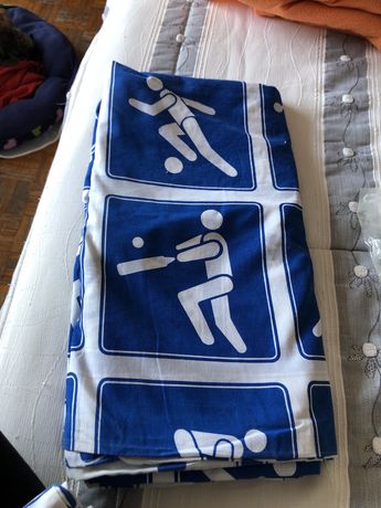 Capa de edredão azul + fronhas  - cama de solteiro