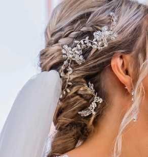 NoviaBlanca srebrny wężyk opaska ozdoba do włosów ślubna do ślubu