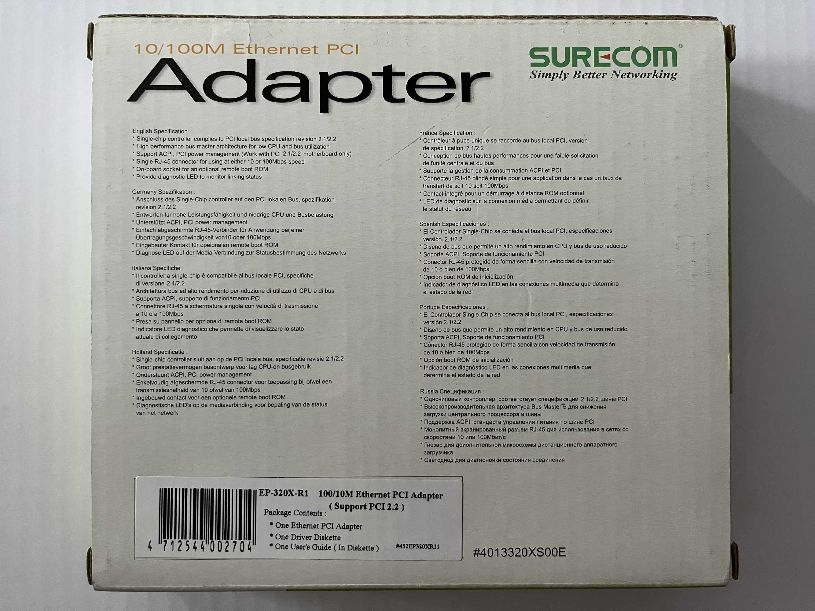 Surecom 10/100M Ethernet PCI Adapter