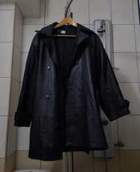 Kurtka płaszcz płaszczyk skórzana czarna żakiet black ciemna czarny L