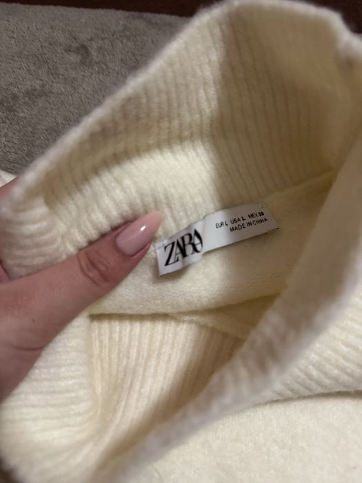 Белый свитер-платье Zara, свитер зара