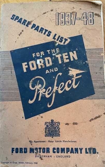 Livro Antigo - Peças Sobresselentes para Ford TEN e PREFECT 1937-48
