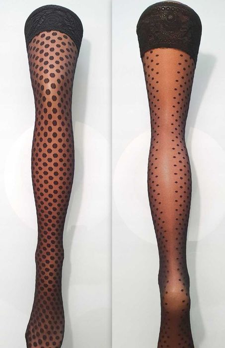 Pończochy samonośne 20 den OZDOBNE SZWY i WZORY - rozmiary