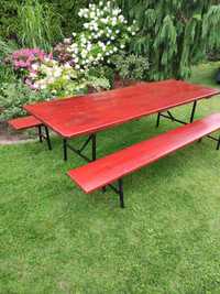 Meble ogrodowe duże - stół i dwie ławki