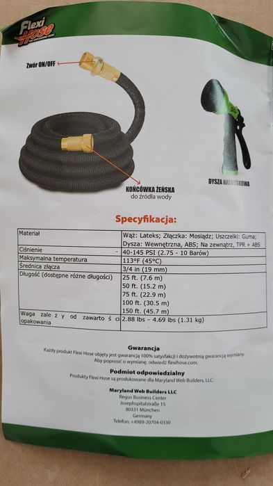 Elastyczny wąż ogrodowy FLEXI HOSE 23 M