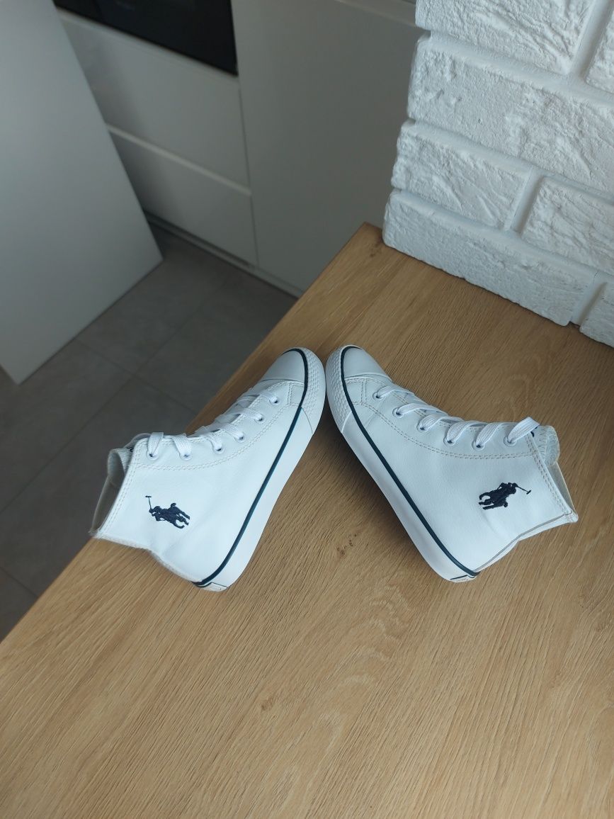 Buty trampki wysokie polo ralph lauren 30 biale Wkładka 20 cm ręcznie