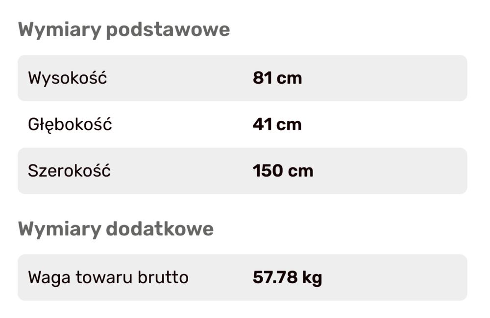 Komoda ryflowana 150cm, beżowa