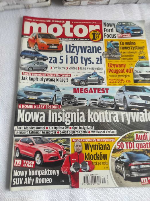 Czasopismo Motor WYSZUKAJ Auto 16/2018 A7 Optima V40 Talisman klasa S